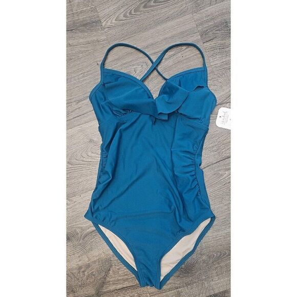 NWT Isabel Maternity Ruffled One Piece Swimsuit Women's Size Small - Picture 1 of 5